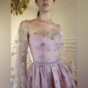 Lirika Matoshi Teuta Pink Glitter Star Sweetheart Tulle Dress worn once